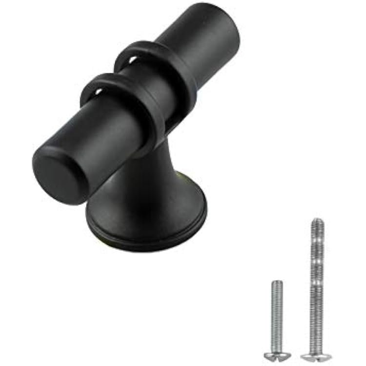 Modket 12-Series Matte Black T Bar Handle 2 Knob 10 Pack Modern Kitchen Cabinet Door Drawer HardwareDresser