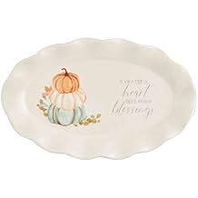 Mud Pie Sentiment Plate, Thankful, 8" x 5"