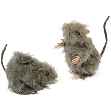 Treasure Gurus Realistic Scary Furry Rats 2 Mouse Rat Haunted House Spooky Indoor Decor Cat Toy Doll Halloween Decorations