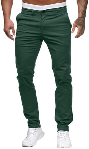 Mens Regular Fit Dress Pants Expandable Waist Straight Leg Office Work Trousers Business Smart Formal Chinos Slacks