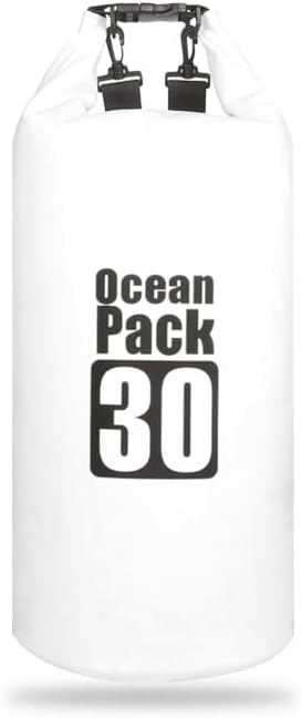 Dry Sack/Waterproof Bag for Boating, Kayaking, Hiking, Snowboarding, Camping, Rafting, Fishing and Backpacking (white, 30L), BO-BAGS-001
