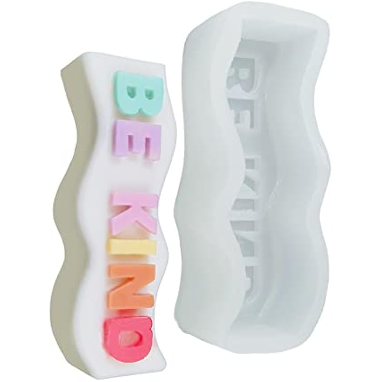 Wave Alphabet Letter Pillar Silicone Resin Mold Candles Molds, Letter Candle Chocolate Mold for Resin Pendant Plaster Carving Making Aromatherapy White Elephant Gifts BE Kind