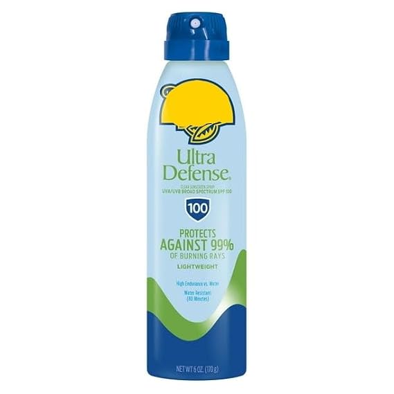 Ultra Defense SPF 100 Sunscreen Spray, Clear Spray Sunscreen, Adult Sunblock, 6 o.z, 100 Blocks 99% of UVB Rays
