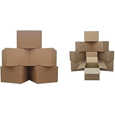 uBoxes Extra Large 23x23x16 Standard Corrugated Moving Box, brown corrugated & uBoxes Moving Boxes Medium 18x14x12-Inches Professional Moving Box