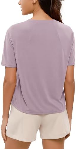 ODODOS Modal Soft Short Sleeve Shirts for Women Crew Neck Yoga Tee Casual Workout Tops