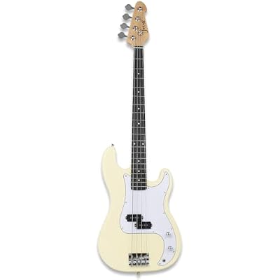 Fojill Full Size Electric Bass Guitar Four 4 String Right Handed with Gig Bag Strap CableFPB-50CM