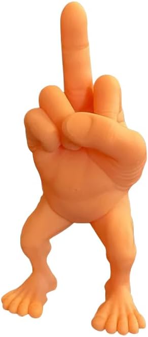Middle Finger Resin Figure with Legs Humorous Office Joke Desk Decoration Playful Greetings Freak You Embodies Respect Figure Funny Gift (Orange,3")