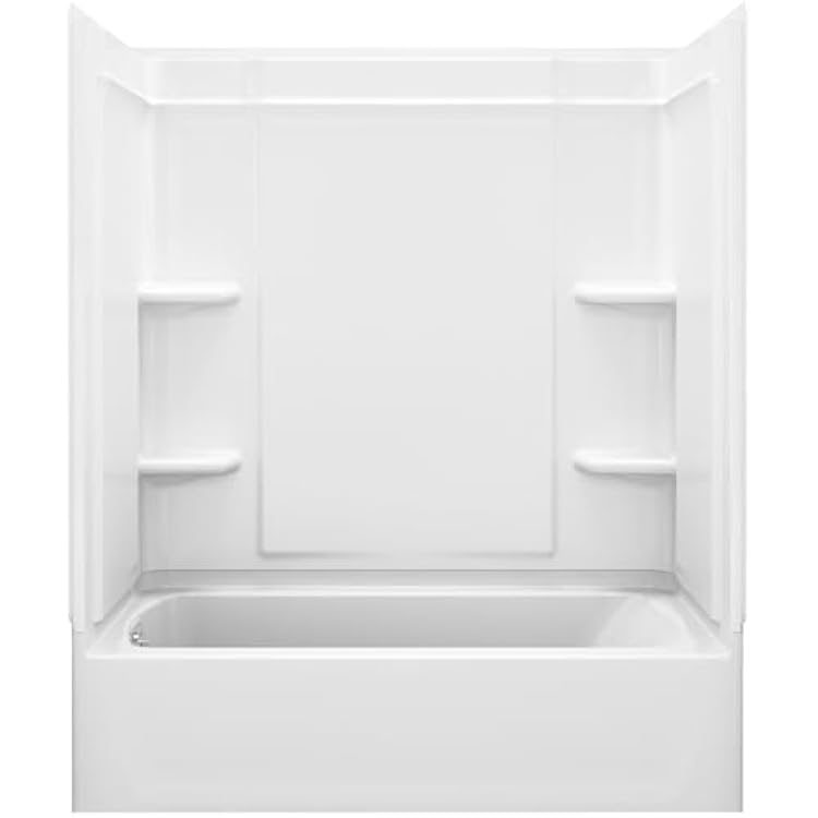 STERLING, a KOHLER Company Ensemble Medley, Series 7132, 60-Inch x 32-Inch x 75-Inch BathShower with Left-Hand Drain, White