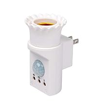 Motion Detection Sensor Switch Light Socket w/Power Plug 110v Security Garage
