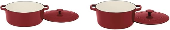 Cuisinart Chef's Classic Enameled Cast Iron Casserole Set (7-Quart, 5-Quart), Cardinal Red