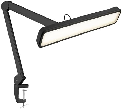 Neatfi XL 2,500 Lumens 30W LED Task Lamp with Clamp | 324 SMD LEDs | CCT | 5 Light Modes | 3000K6000K | Dimmable | Adjustable Arm with Clamp | Desk Light for Home Black, 22-Inch Wide Shade