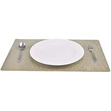 Decozen Placemats Set of 8 for Dining Coffee Table Scratch Heat Stain Resistant Anti Skid Kitchen Decor Washable Wipeable Indoor Outdoor Durable Tablemats Vinyl PVC - Beige