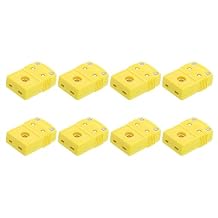 MECCANIXITY K Type Thermocouple Wire Connectors Female Plug Adapter High Temperature 220C(428F) for Thermocouple Sensor Probe Yellow 8pcs