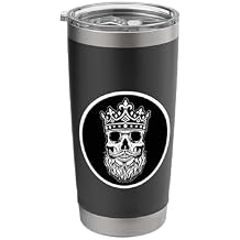 Royal Skull Gothic King Beard with Crown Design Bearded Gift Stainless Steel Insulated Tumbler