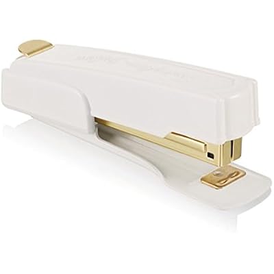 Swingline Vintage Stapler, 20 Sheet Capacity, Jam Free, Compact, Built-In Staple Remover, Metal, White and Gold S7042301AZ