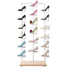 Shoe Rack, Commercial Shoe Rack Display Rack Shoe Organizer Stand Free Standing Shoe Rack Shoe Display Shelf Retail Boutique Shoe Display Shelf Shoe Tower Rack for Home Store (White, Wood)