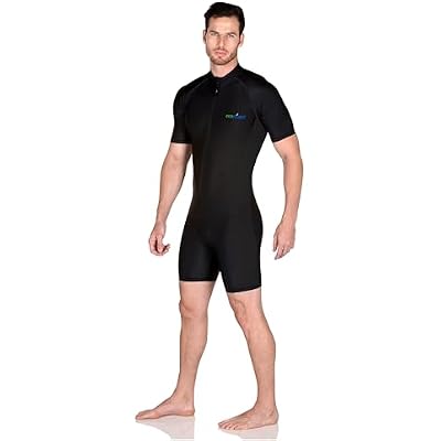 EcoStinger Mens Sunsuit One Piece Swimsuit Bodysuit Surf Suit UV Protection Swimwear UPF50 Black