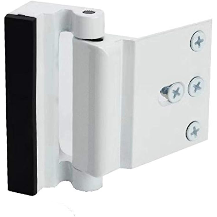 Door Reinforcement Lock with 4 Screws, Home Security Door Lock Stop for Toddler, Childproof Door Lock Night Lock Withstand 800 Lbs White