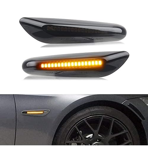 Xinctai 2PCS Smoke Lens Dynamic Sequential LED Side Marker Light Turn Signal Lamp for BMW E60 E61 E90 E91 E92 E93 E81 E82 E88 E46 E83 E84 135X3X1 Series Non Sequential LED Side Marker Light