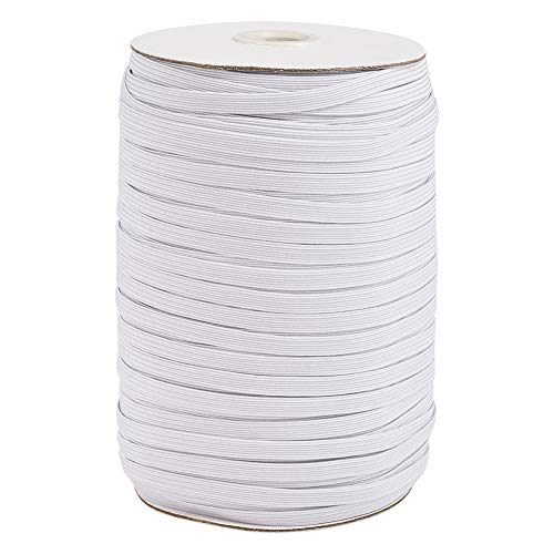 Pandahall 200 Yards Elastic Bands 14 inch Flat Width Stretchy Braided Elastic Cords for DIY Jewelry Making Sewing and Crafting White