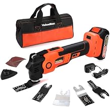 ValueMax 20V Cordless Oscillating Tool with Battery, 3.6Oscillation Angle Oscillating Saw, 6 Variable Speed Oscillating Multi Tool with Quick-Lock Change System, 16PCS Multitool Blades & Carrying Bag