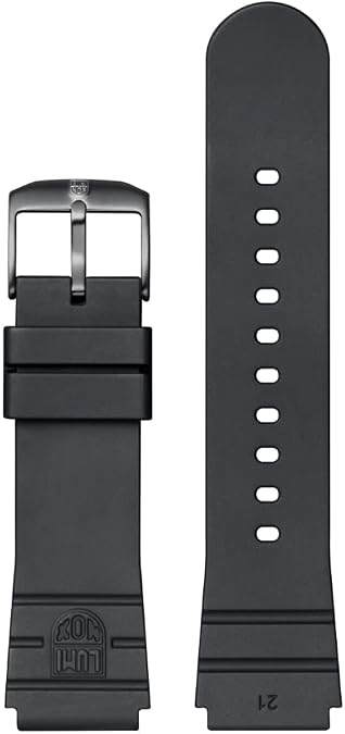 Luminox FPX.3000.21H.2.K Watch Strap - 21 mm Black Replacement Rubber Strap with Stainless Steel Pin Buckle for 3000 3001, black/grey, Modern, black/grey, Modern