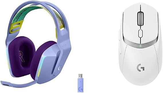 Logitech G733 Wireless Gaming Headset (Lilac) + G309 Lightspeed Wireless Gaming Mouse (White) Bundle