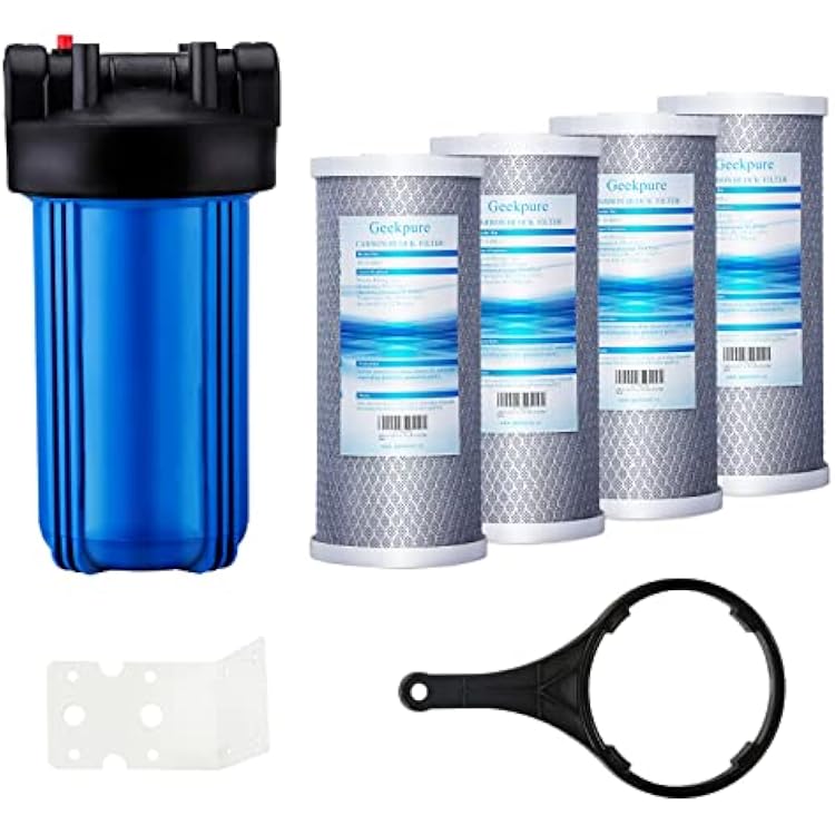 Geekpure 10-Inch Whole House Water Filter System with 4 Carbon Block Filters-4.5x10-34 Inch Port