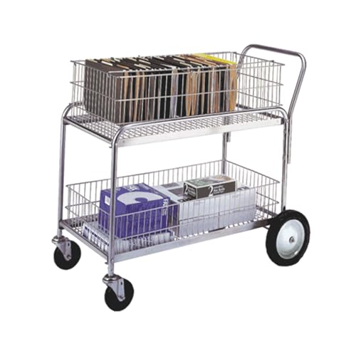 Wesco Industrial Products 272231 Deluxe Large Wire Office Cart, 250-lb. Load Capacity, 43 L x 23.75 W x 38.5 H