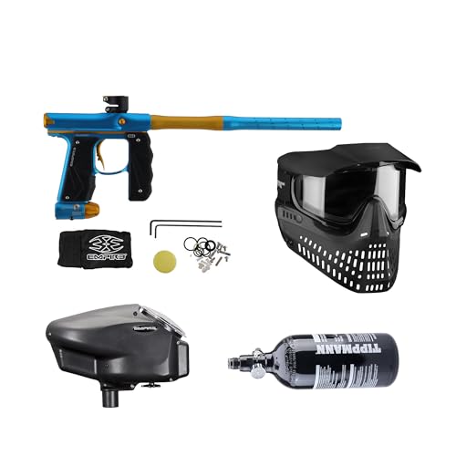 Empire Mini GS - Core Marker Combo - Mini GS Marker, Halo Too Loader, JT Proshield Mask, Tippmann 48ci 3k HPA Tank Dust Light BlueDust Gold