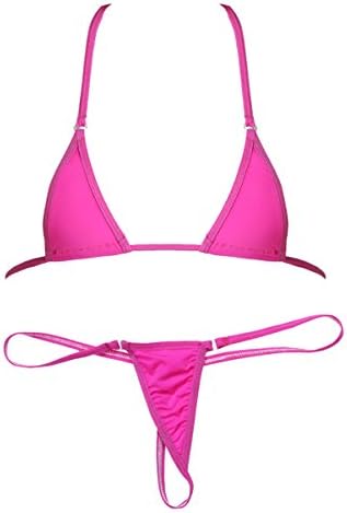 inhzoy WomenaTMs 2 Pcs Micro Bikini Set Triangle Crop Bra Sliding Top with G-String Thongs Swimsuit