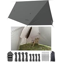 Sunyear Hammock Rain Fly Waterproof - Premium Hammock Tarp with Doors to Stay Warm and Dry in All Seasons | Portable and Lightweight Camp Rain Fly with All Installations Included | 11 Ft / 2lbs