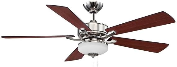 Litex BO52LN5L Margaux - Single Light LED Ceiling Fan, Polished Nickel Finish with Matte Black/Cherry Blade Finish with White Opal Glass