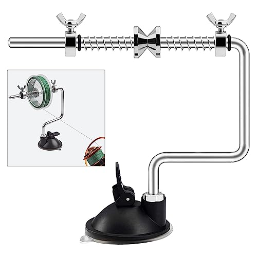Fishing Line Spooler Portable Fishing Reel Spooler Adjustable Stable Fishing Line Winder Spooler Machine with Clamp Suction Cup Base Spooling Station System for Spinning Casting Reels