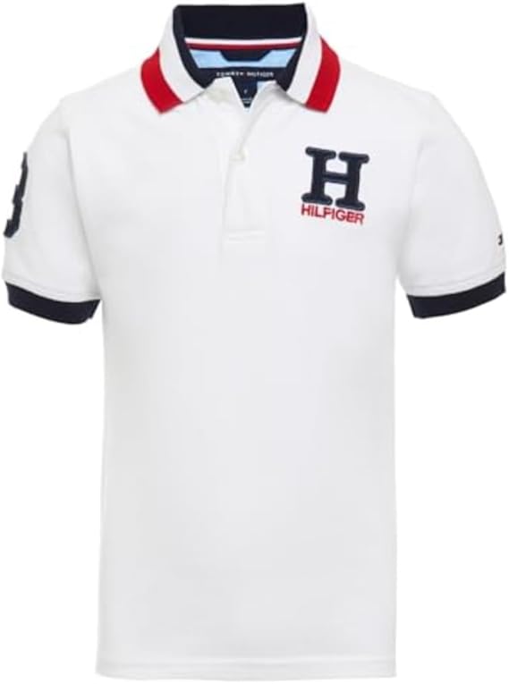 Tommy Hilfiger Boy's Short Sleeve Matt Polo (Big Kids) White SM (8 Big Kid)