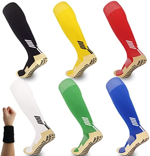 Kids Socks Anti Slip Boys Girls Knee High Long Sport Socks for Age 6-11