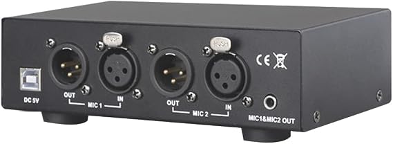 USB Dual Mixed Output Phantom Power Supply Black Audio Interface Metal for Condenser Microphones Music Recording Equipment