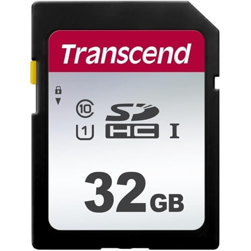 Transcend SDC300S 32GB SDHC SD Card, Compatible with DSLR CamerasDigital CamerasTrail CamerasCamcorder, Up to 100MBs, UHS-I U1, 1080p Full HD Video, Class 10 High-Speed Memory Card
