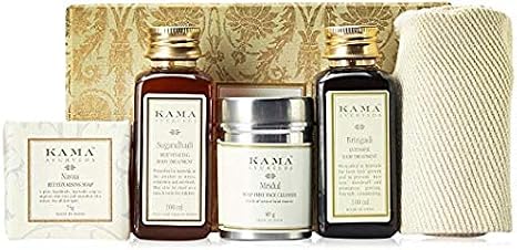 KAMA AYURVEDA Wellness Gift Box - Unisex Whole Body Wellness Set - Natural, Rejuvenating, Saffron, Honey - Hair, Face, Body Care