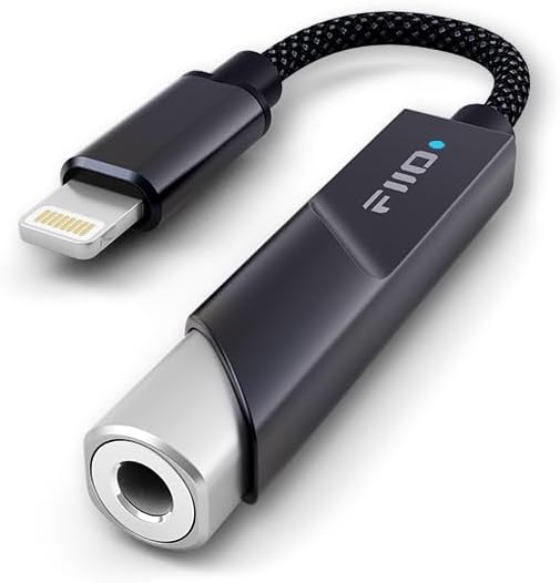 FiiO KA11 Yıldırım 3.5mm Ses Adaptörü 32bit/384 KHz, Yıldırım 3.5mm USB Dongle HiFi DAC Amplifikatör Android/iOS/Windows/Mac için (Siyah, LT)