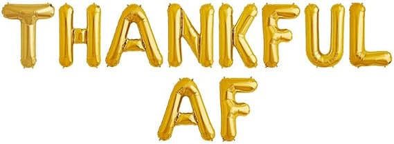 Thankful Balloon Banner - Thanksgiving Party Decoration, Gold Thanksgiving Balloons