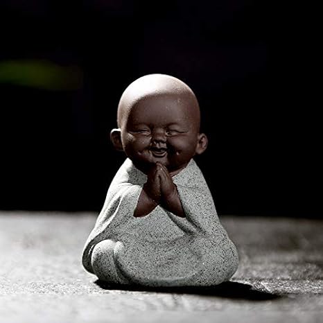 Kingzhuo Ceramic Cute Buddha Statue Monk Figurine Creative Baby Crafts Dolls Ornaments Gift Classic Delicate Ceramic Arts and Crafts Tea Accessories Small Adorable Gift Best Wishes Present