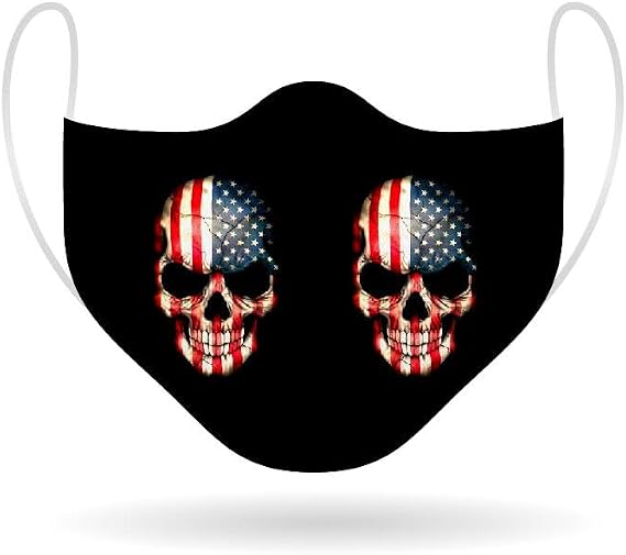 Handmade Reusable Face Mask Washable Cloth Cotton - USA/American Design (American Skull)
