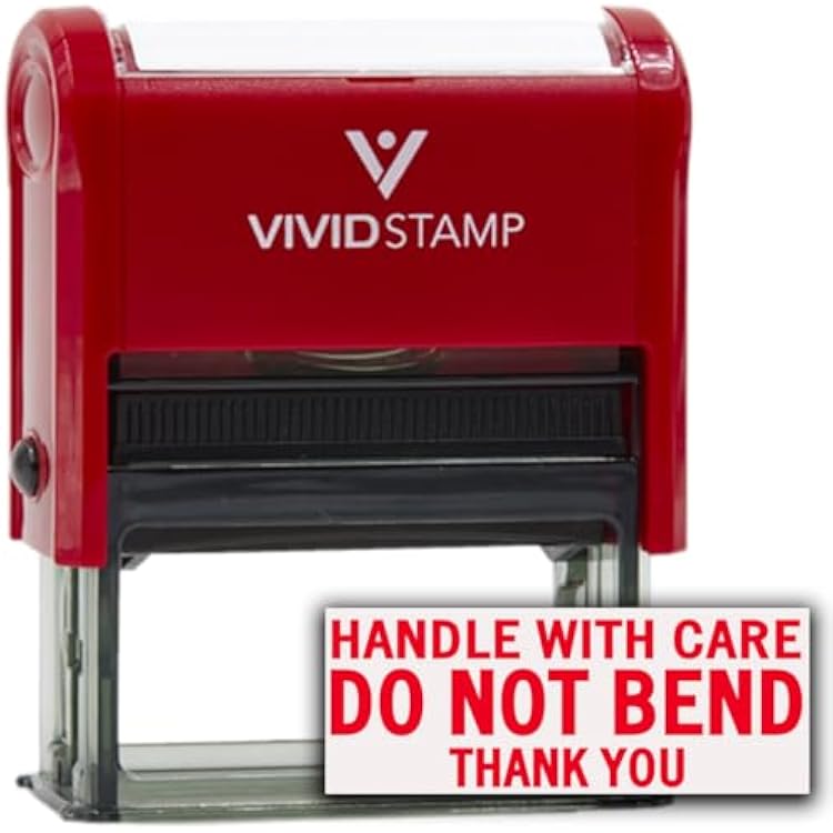 Handle with Care DO NOT Bend Self Inking Rubber Stamp Red Ink - Medium