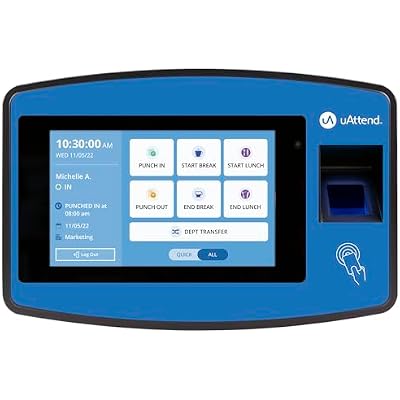 uAttend NX2500 Biometric Fingerprint, RFID, PIN Time Clock for Small Business Cloud-Based Attendance System with Optional Payroll Integration All-in-One System