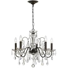 Crystorama Butler 5 Light Hand Cut Crystal English Bronze Chandelier