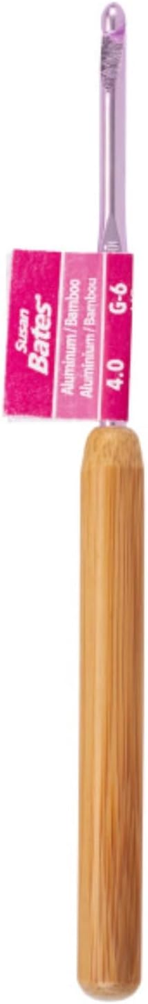 Susan Bates Silvalume Bamboo Handle Aluminum Crochet Hook-Size G6/4mm B3206G