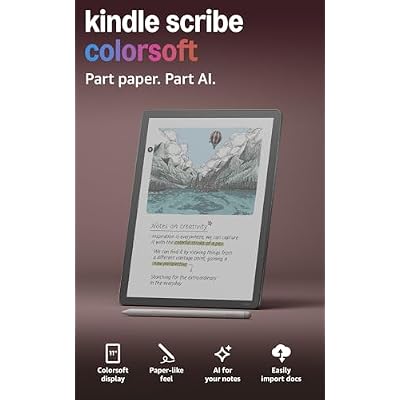 Amazon Kindle Scribe Colorsoft 64GB (newest model) 11 paper-like color display with front light One notebook to replace them all Write in notebooks, docs, and books. Pen included - Graphite