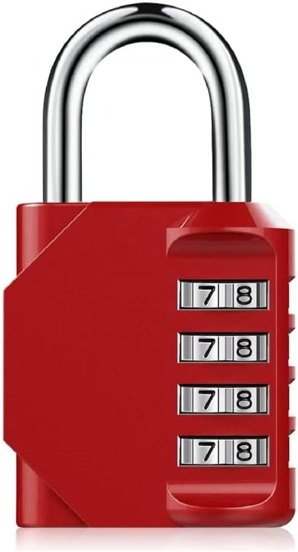 Red Padlock,Combination Padlock, 4 Digit Outdoor Waterproof Resettable Combination Padlock for School Gym Locker, Resettable Combo Lock for School and Gym Lockers