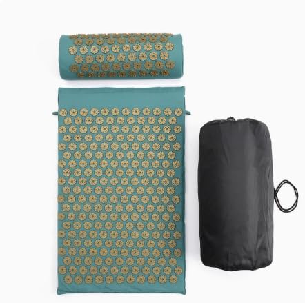 Acupressure Mat and Pillow Set Flexible Acupressure Spikes for Back, Neck and Shoulder Pain Relief, Essential Acupressure Mat for Home Therapy, Includes Carry Bag